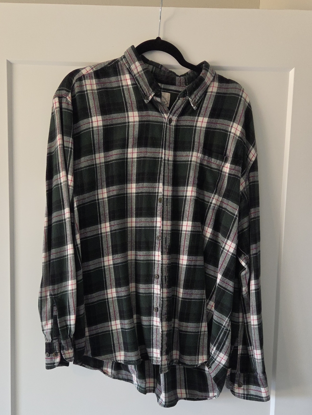 St. John's Bay Dark Green Plaid Flannel Button-Down Shirt